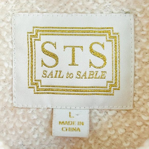 Sail to Sable Hand-Embroidered Boucle Zip Coat in Creme (size L) - Picture 9 of 14